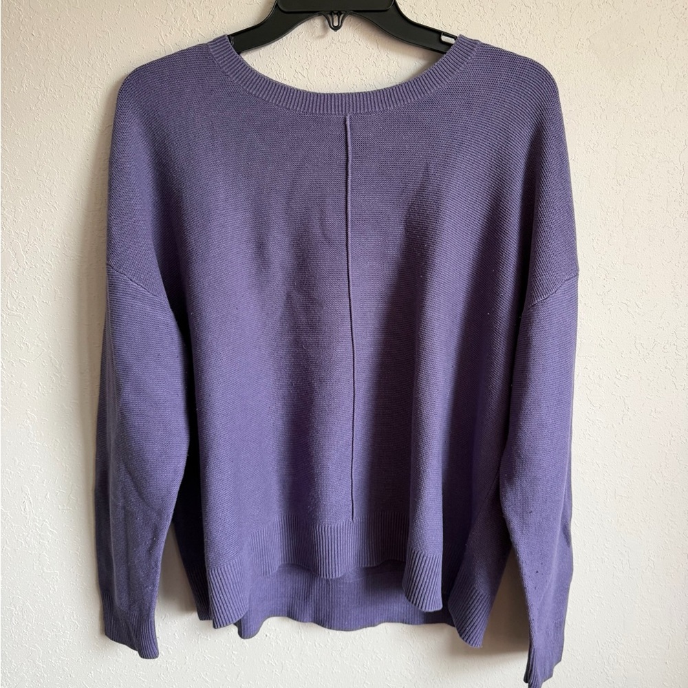 J.Jill Silk Blend Purple Single Pleat Crew Neck Swearer Women M Minimal Career